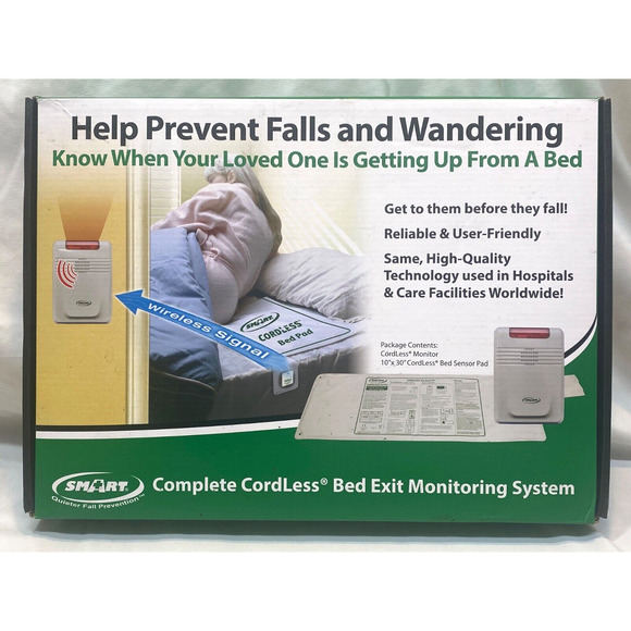 Smart Caregiver Complete Cordless Bed Exit Monitoring System Fall Prevention Pad - Picture 1 of 3